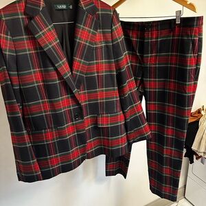 Lauren Ralph Lauren Tartan Plaid Blazer in Red and Black